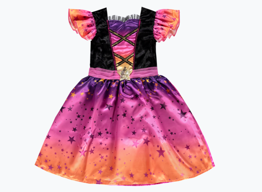 This dress is super colourful with a starry skirt