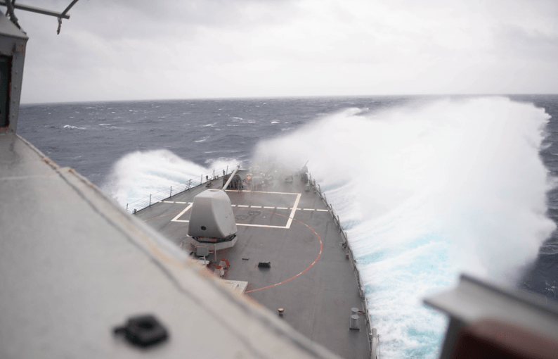 The Arleigh-Burke class guided missile destroyer USS Barry (DDG 52) conducts routine operations in the Indo-Pacific region