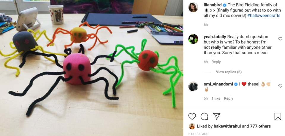 Lliana announced her pregnancy on Instagram with this cute post of four 'Fielding' spiders