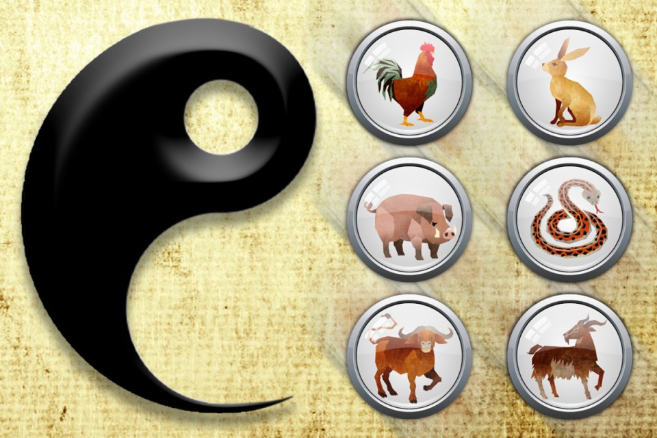 The yin signs are: Rooster, Rabbit, Pig, Snake, Ox, and Goat