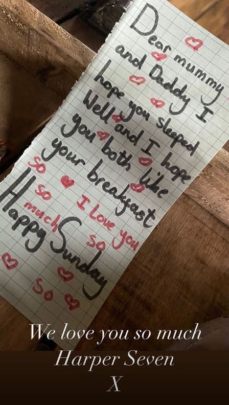 She also shared a close-up of the heart-meltingly cute note