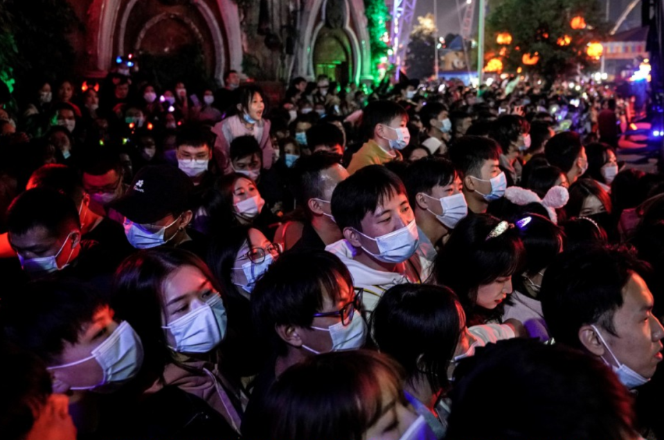 A handful of people wore masks while some of them wore it under their chin