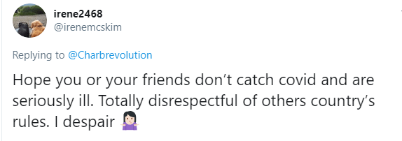 Another Twitter user accused her of being 'totally disrespectful'