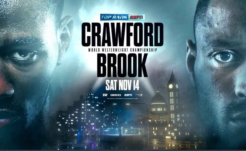 Terence Crawford defends his WBO welterweight belt against Kell Brook on November 14