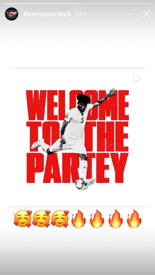 Partey showed his excitement for the move on Instagram