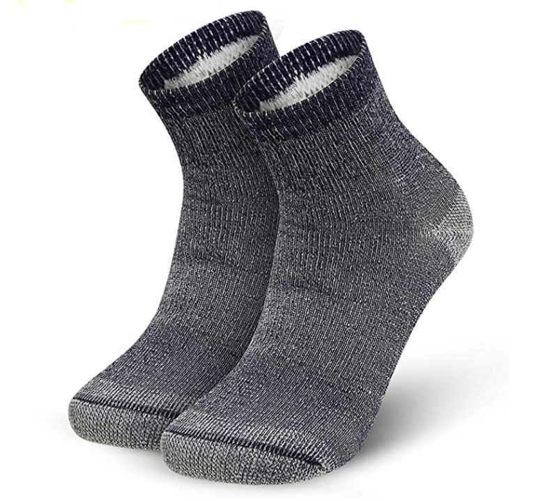  A reinforced toe and padded heel make these hard-working socks.