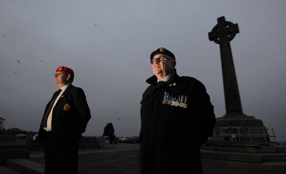 Pictured are veterans Phil Tinkler and Paul Thompson (red beret) in County Durham