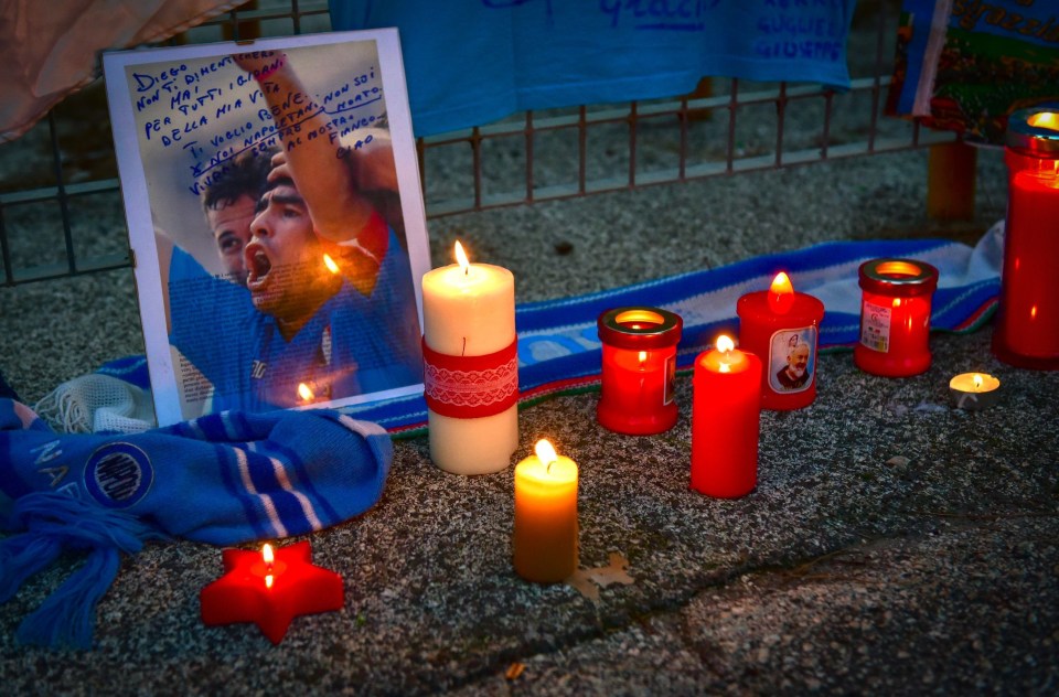 Tributes were paid outside the San Paolo by fans too