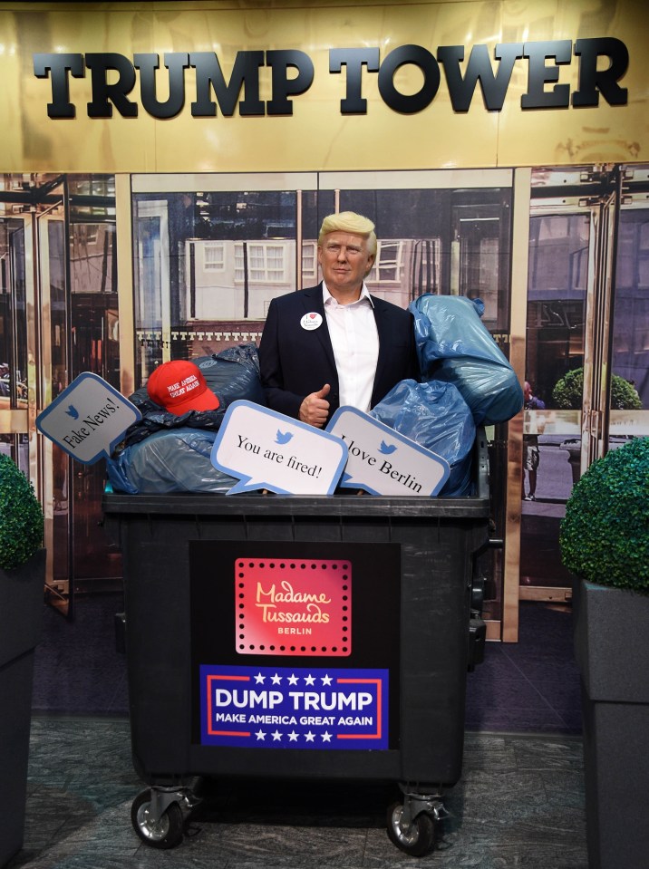 Madame Tussauds Berlin put their Trump waxwork in a bin days before November's election 