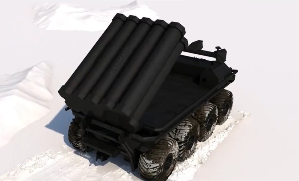 An animation has revealed the deadly capabilities of robot tanks being developed by a German defence contractor, including the one pictured above, which can fire kamikaze drones from multiple launch tubes