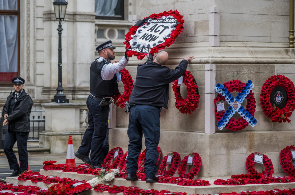 The group also laid a wreath urging people to 'act now' on climate change