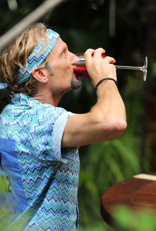 Carl Fogarty, who won the 2014 season, was asked to neck a goblet of deer blood