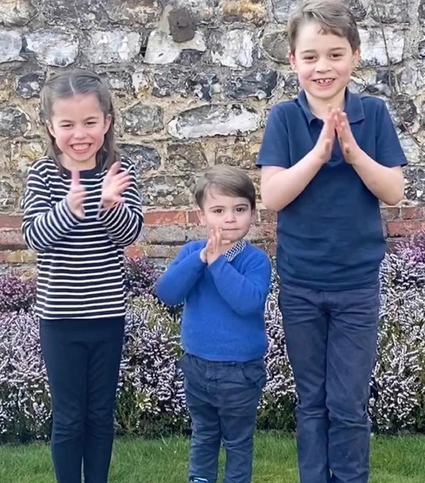 George, Charlotte and Louis wished their great grandparents a happy anniversary