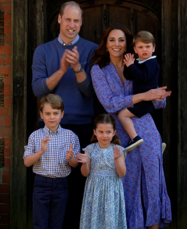 The Duke and Duchess of Cambridge with Prince George, seven, Princess Charlotte, five, and Prince Louis, two