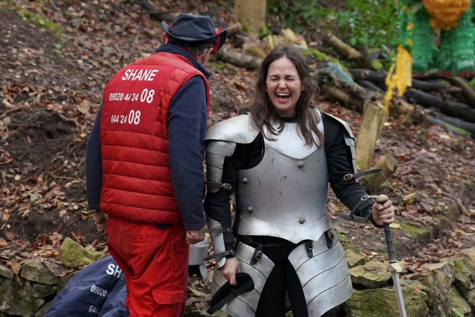 Giovanna Fletcher was seen dressed as a knight for a task