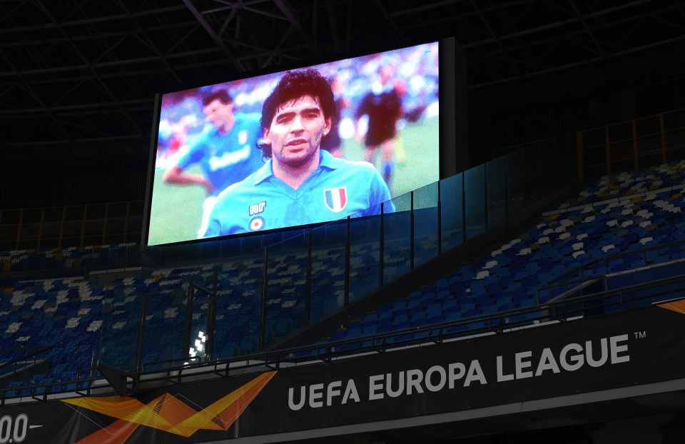 Napoli paid tribute to Diego Maradona ahead of their Europa League game with Rijeka