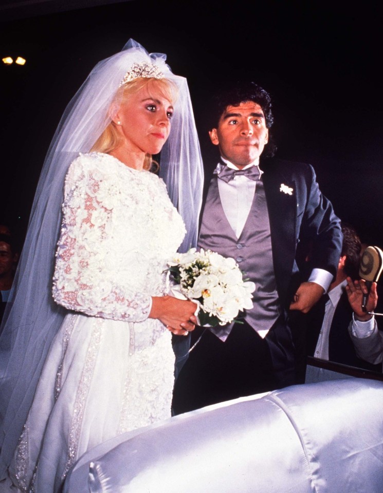 Diego Maradona on his wedding day to first wife Claudia Villafañe in November 1984 – the couple were married for 20 years and had two daughters together