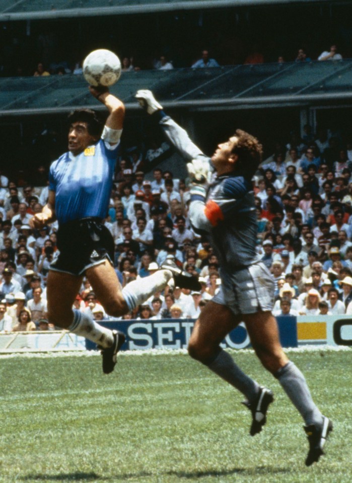 Diego Maradona's infamous 'Hand of God' goal punched the ball past Peter Shilton 