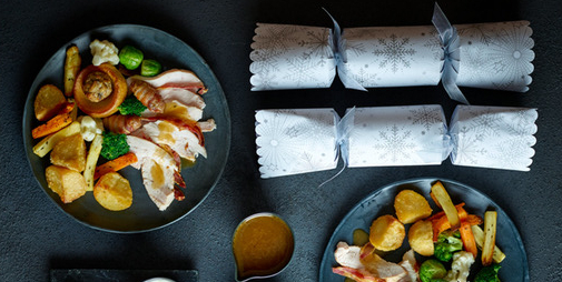 Tesco's Christmas dinner box even comes with crackers