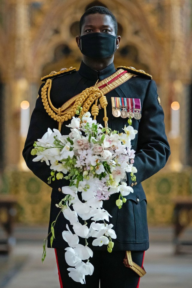 She was joined only by equerry Lt-Col Nana Kofi Twumasi-Ankrah of the Household Cavalry