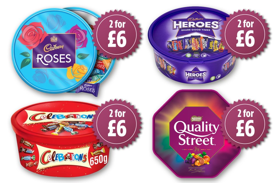 You can choose any two of the choc tins for £6