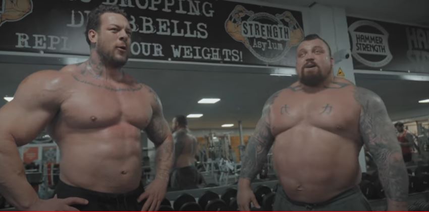 Bodybuilder Jamie Johal pictured with Eddie Hall during a training session 