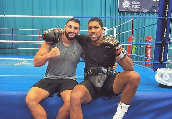 Kabayel pictured with Anthony Joshua after sparring 