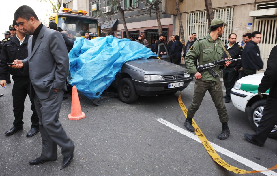 Mostafa Ahmadi Roshan's car following the blast