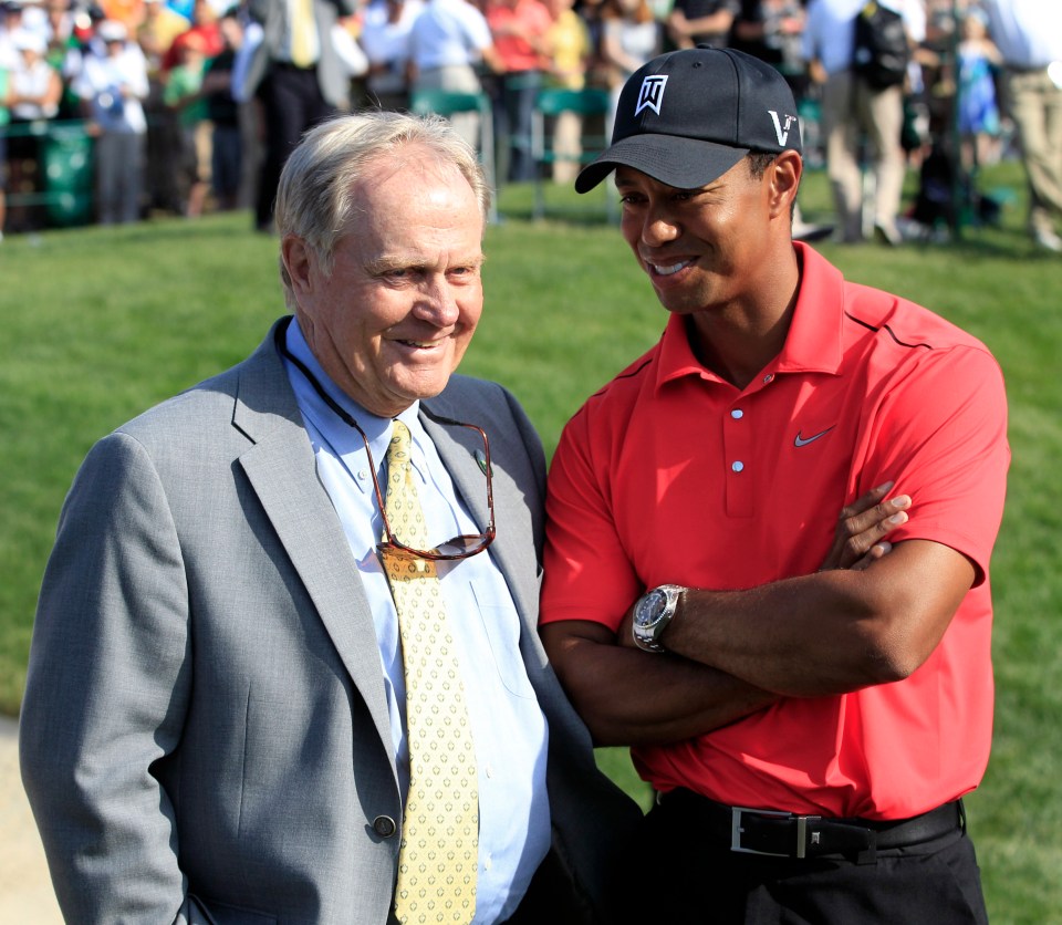 Jack Nicklaus with Woods at the Muirfield Village Golf Club in Dublin, Ohio in 2012