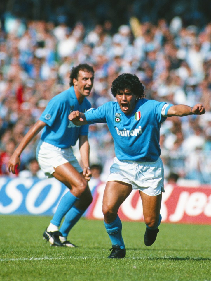 Maradona was a hero in Naples inspiring Napoli to two Serie A titles