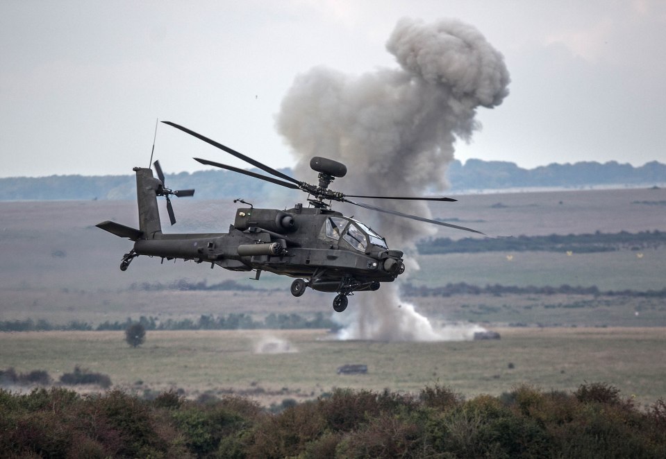 A British Army chopper mistakenly fired its cannon close to homes in Suffolk on Tuesday