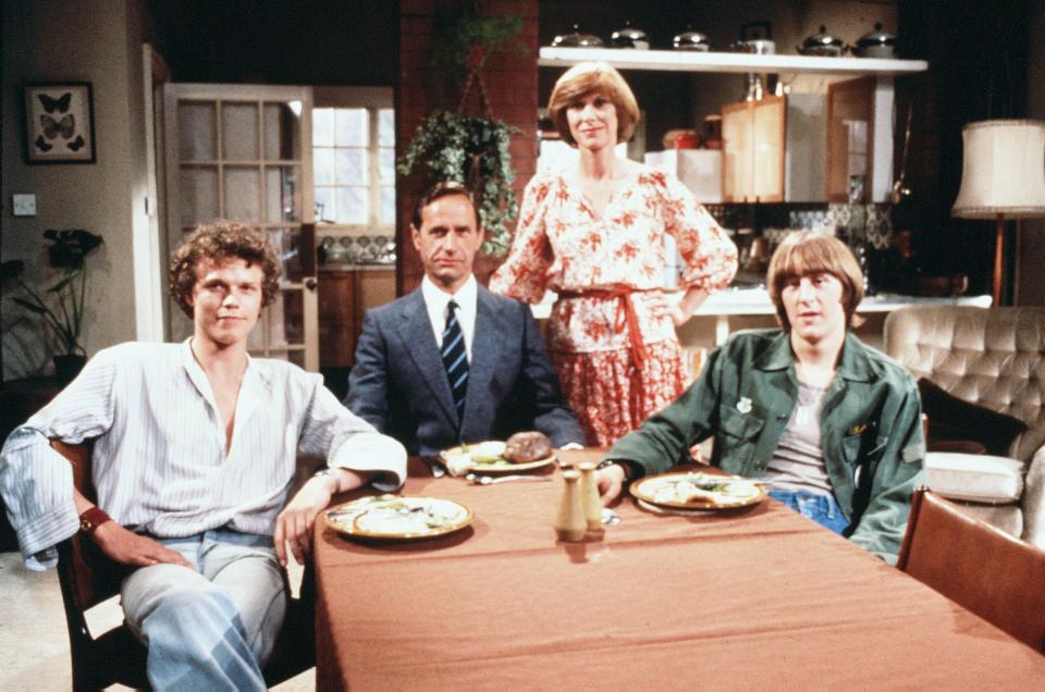 Geoffrey Palmer (in suit and tie) starred in the sitcom Butterflies