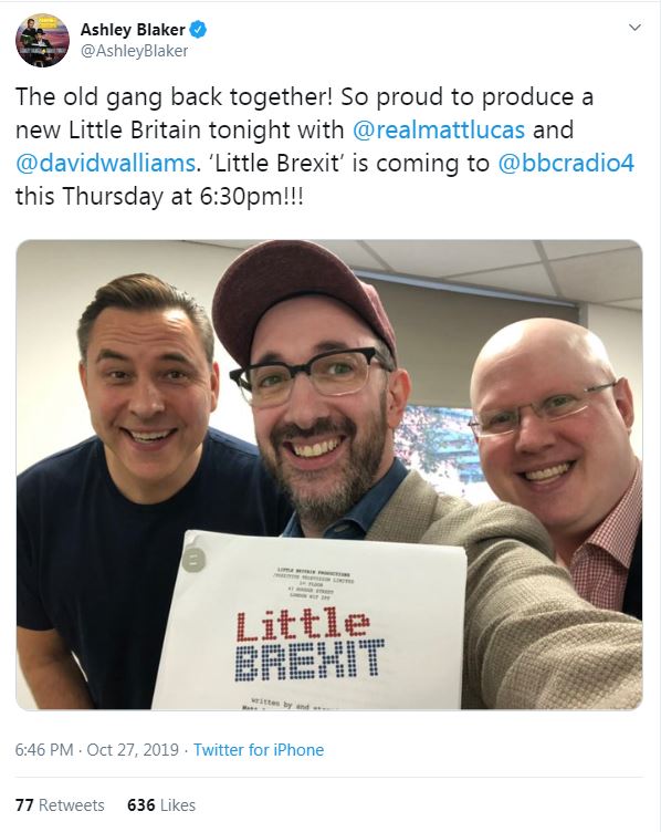 The pair wrote a Little Britain comeback for Radio 4 called Little Brexit last year