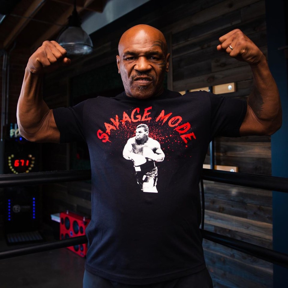 Mike Tyson promoting his T-shirts on Instagram