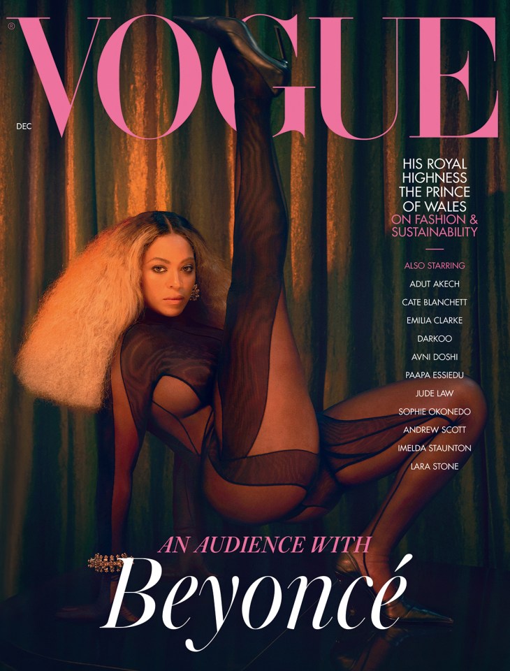 The star stunned in black mesh for the cover of British Vogue