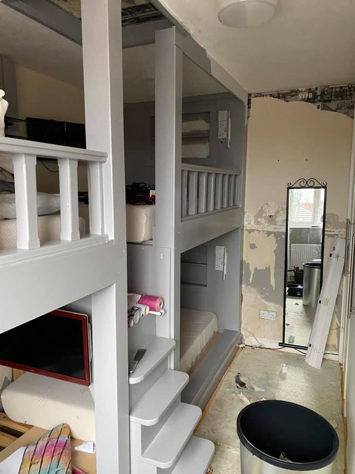 Each of the girls have their own TV built into their bunk