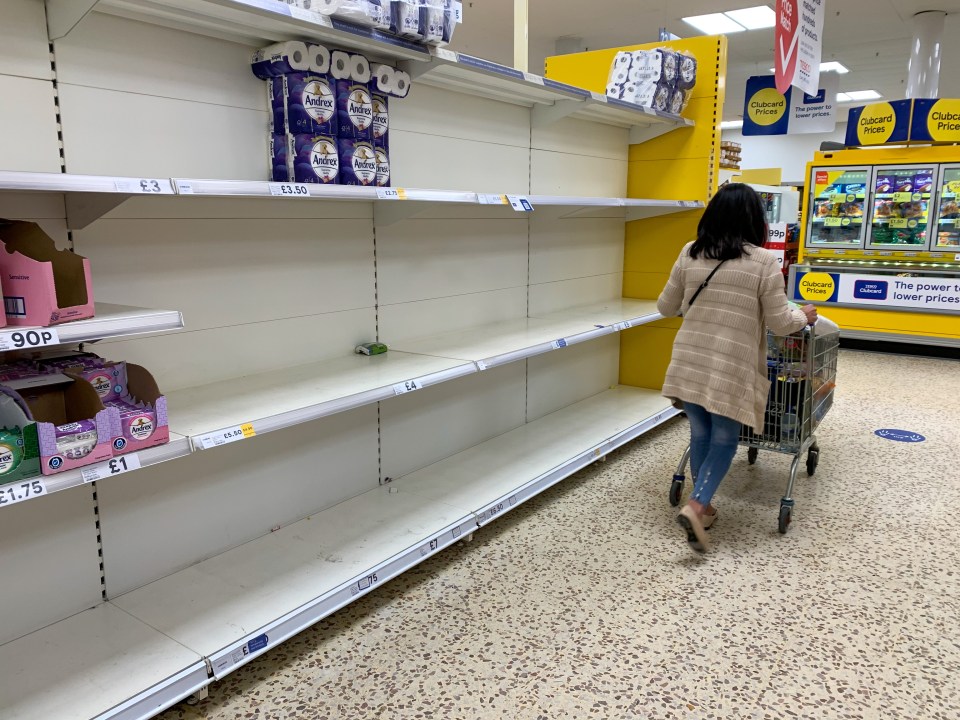 Supermarket shelves have also been stripped bare 