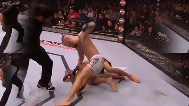 Conor McGregor knocking out Dustin Poirier in 2014