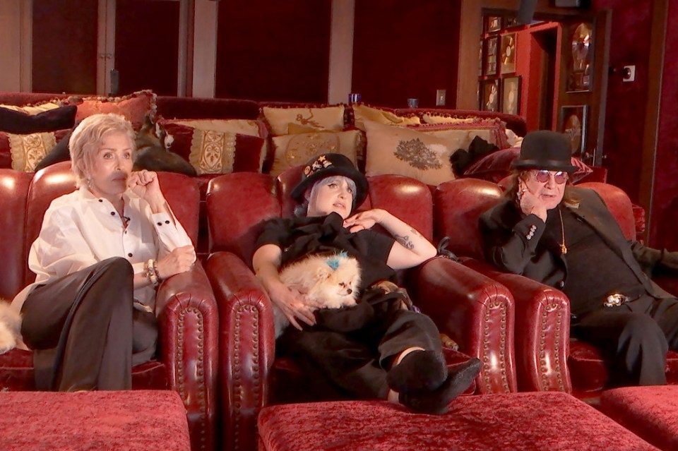 The Osbournes appearing on Celebrity Watch Party, the US version of Celebrity Gogglebox