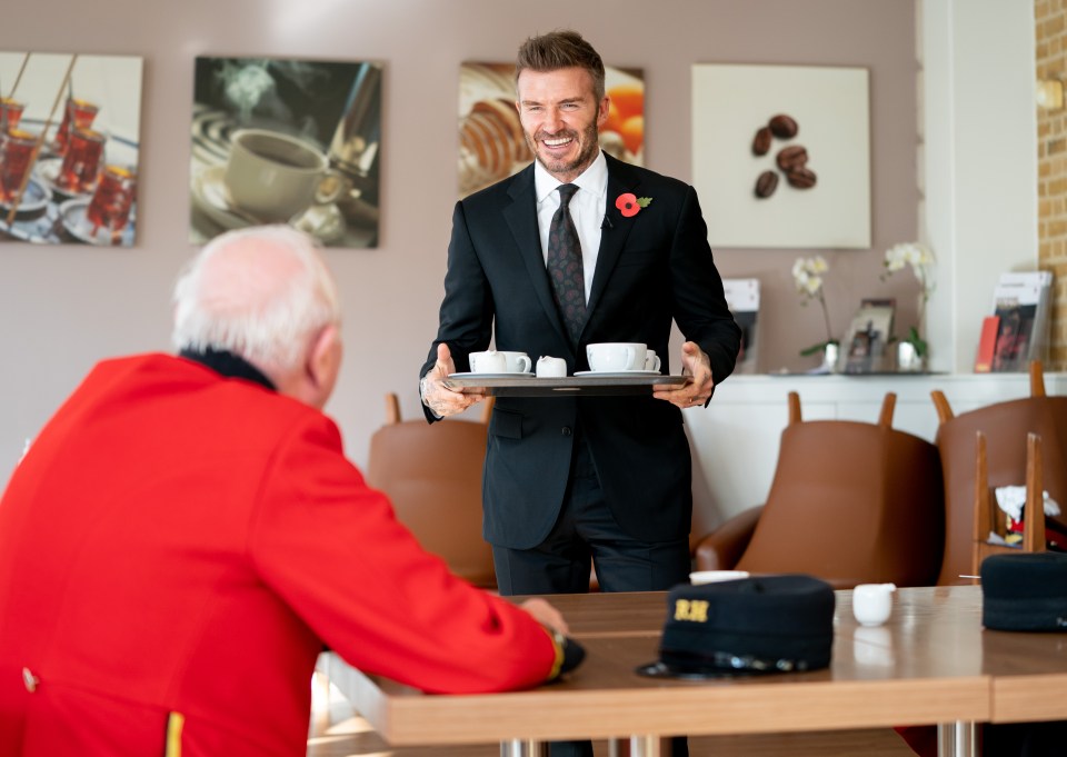 Beckham brings a cuppa to Leo Tighe, 77