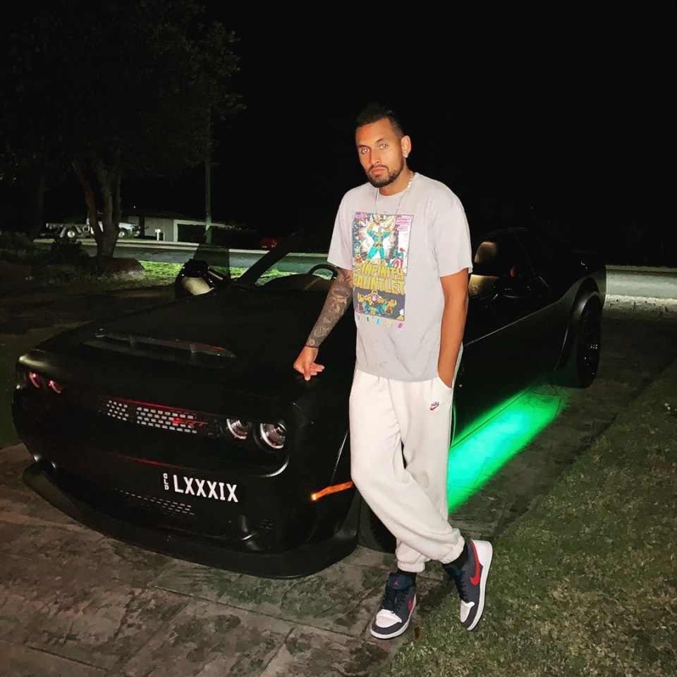 Kyrgios has recently been showing off his £192,000 custom Dodge SRT Demon