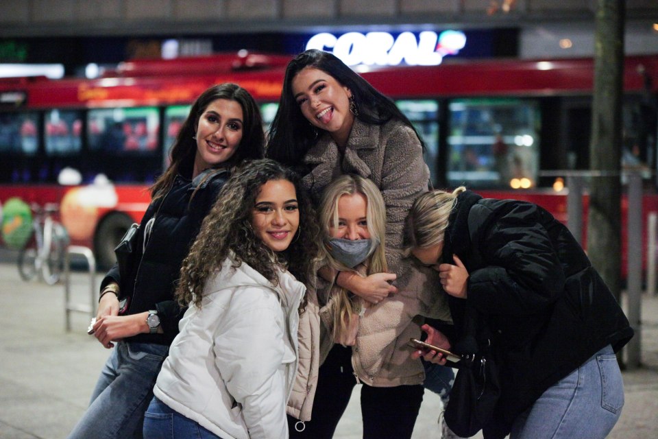 Five girls pose for a picture while on a night out in Nottingham 