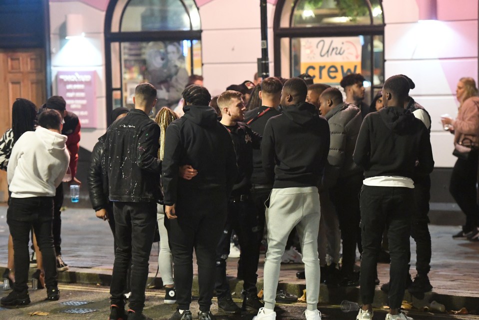 A group of friends enjoy a night out in Portsmouth before the second nationwide lockdown 