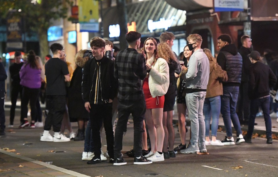 Students enjoy the night out in Portsmouth before the lockdown 