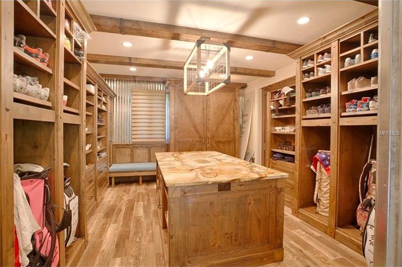 A walk-in closet offers everything a sports star could want