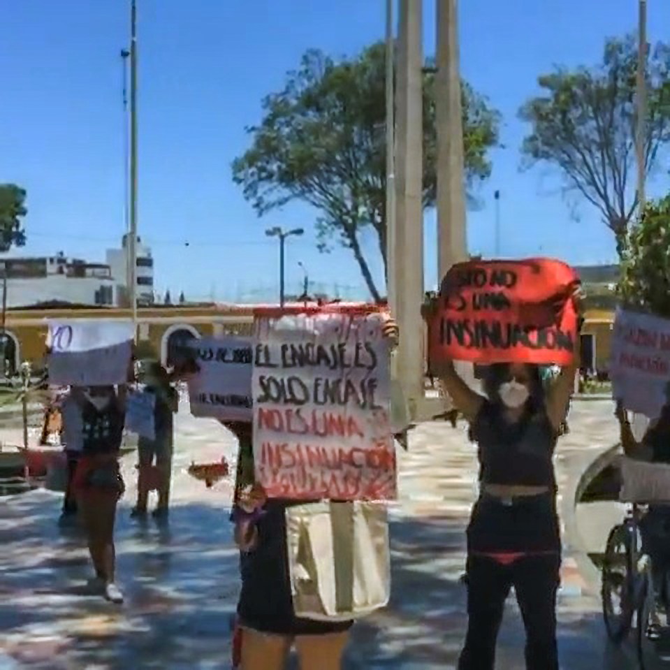 Angry protesters show support for the alleged victim in Peru