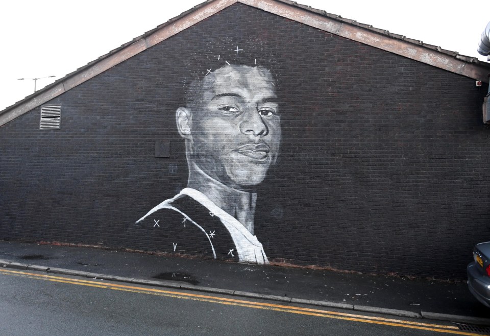 Marcus Rashford has been immortalised in a mural on a Manchester building