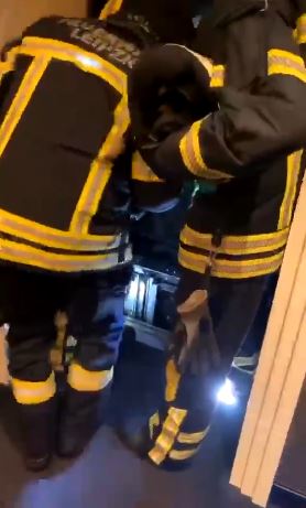 Firefighters came to the stars' rescue almost an hour later