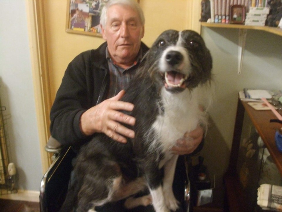 Animal-lover Stanley Grout pictured with a friend's dog