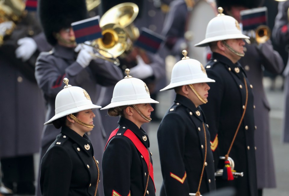 Military personnel during the National Service of Remembrance at The Cenotaph